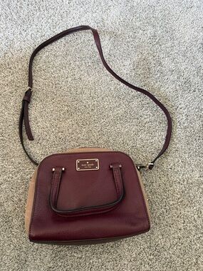 kate spade Burgundy and Tan Pebbled Leather Crossbody